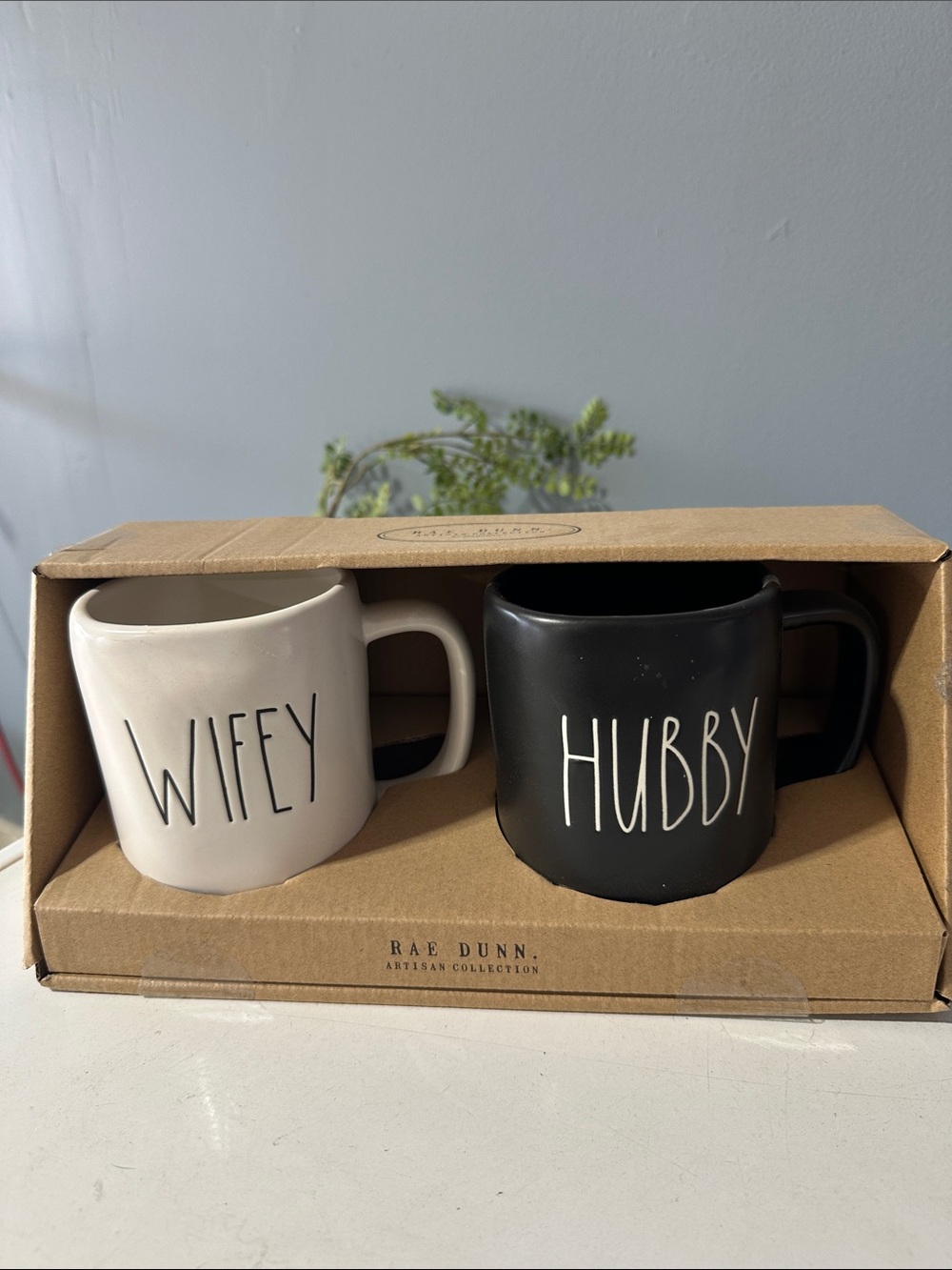 Rae Dunn Wifey & Hubby Mug Set - White and Black